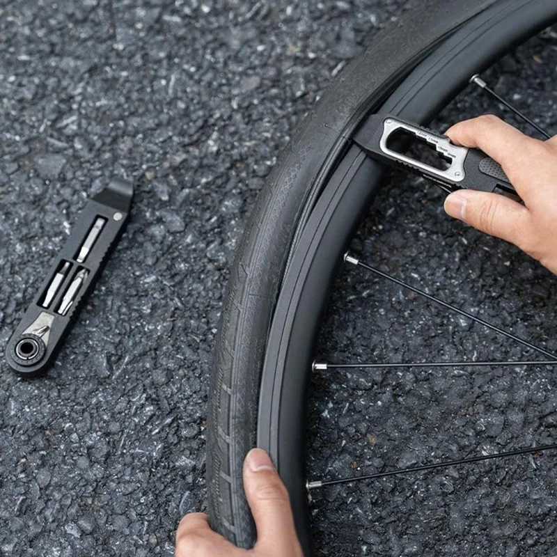 ROCKBROS 430002001 Multifunktions-Felgenhebel Fahrrad-Reparaturwerkzeug Ratschen-Schlüssel für Mountainbike und Rennrad