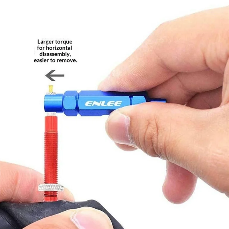 ENLEE E510 Fahrrad-Reifenventilkern-Schlüsselwerkzeug für FV/AV-Ventile, Aluminiumlegierung, tragbares Wartungswerkzeug - Blau
