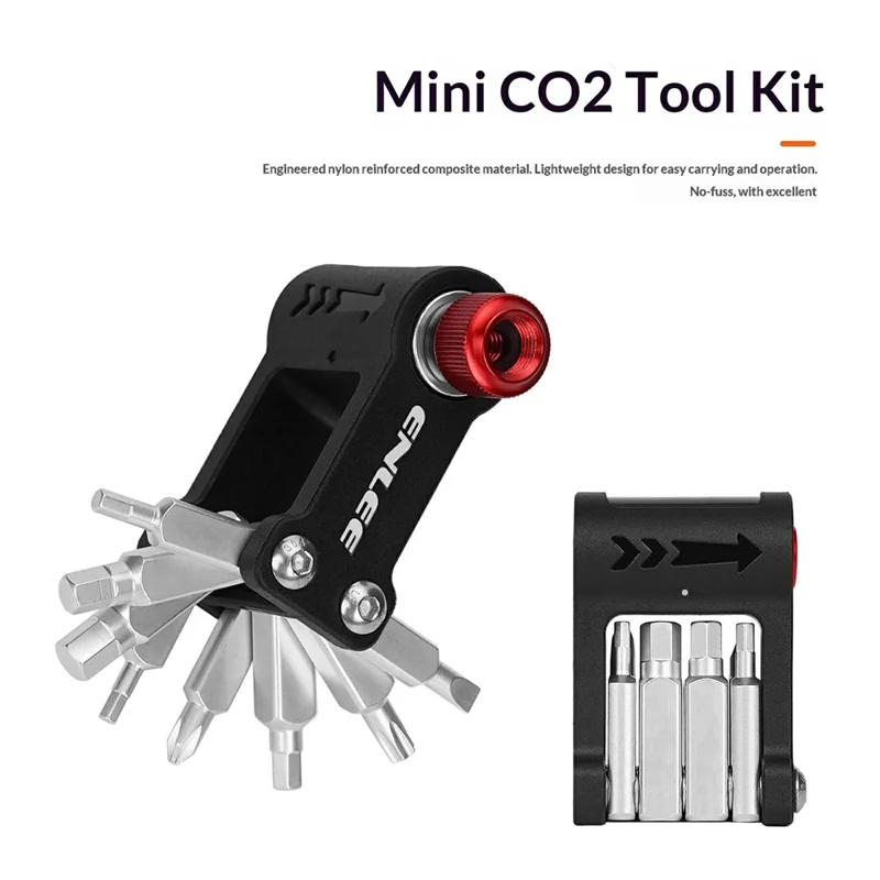 ENLEE EN55 Portable Bike Repair Tool Kit Mini Cycling Toolkit with CO2 Inflator for Bicycle Maintenance
