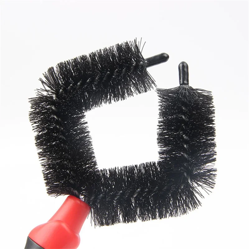 Bicycle Wheel Cleaner Brush Diamond Shape Dual Head Tire Chain Cassette Cleaning Tool 5cm Brush Head - Black