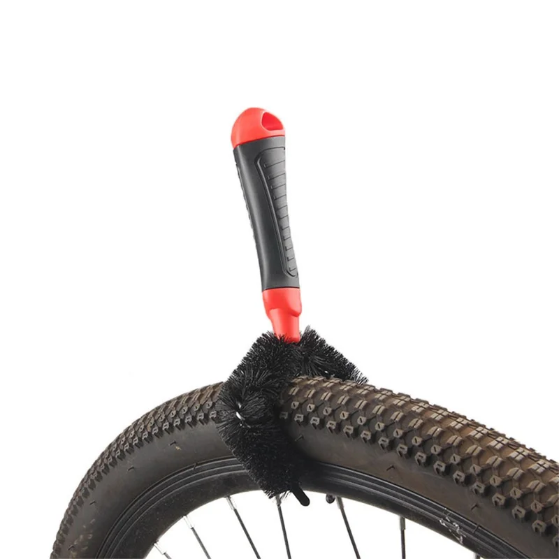 Bicycle Wheel Cleaner Brush Diamond Shape Dual Head Tire Chain Cassette Cleaning Tool 5cm Brush Head - Black