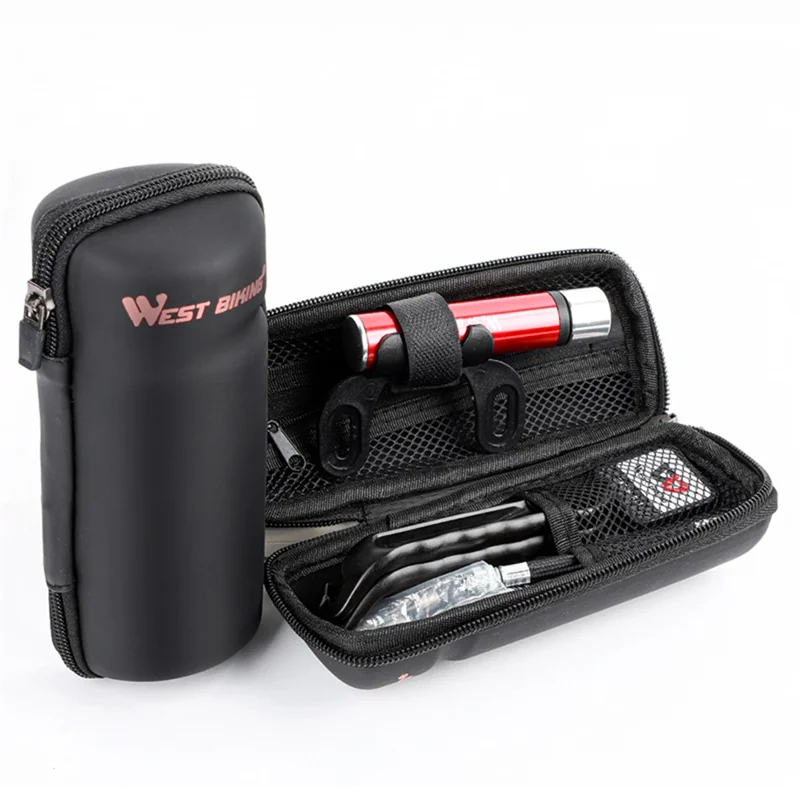 Kit De Herramientas De Reparación De Bicicleta De Bicicleta Oeste Portátil MTB Bike Bike Bike Bomba De Aire Palanca De Neumáticos Reparación De Parche Con Bolsa De Almacenamiento - Bomba Roja