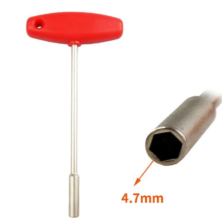 BT031B Chave de Bicicleta de Arame de Aço Ajustável Ferramenta de Raio em Forma de T Manga Chave de Raio Soquete - Furo Hexagonal Interno 4,7 mm