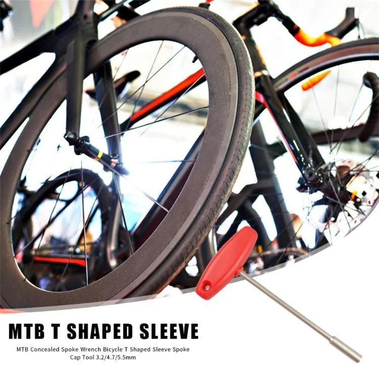 BT031B Chave de Bicicleta de Arame de Aço Ajustável Ferramenta de Raio em Forma de T Manga Chave de Raio Soquete - Furo Hexagonal Interno 4,7 mm