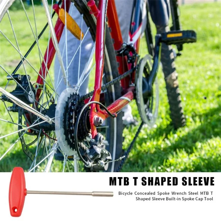 BT031B Chave de Bicicleta de Arame de Aço Ajustável Ferramenta de Raio em Forma de T Manga Chave de Raio Soquete - Furo Hexagonal Interno 4,7 mm