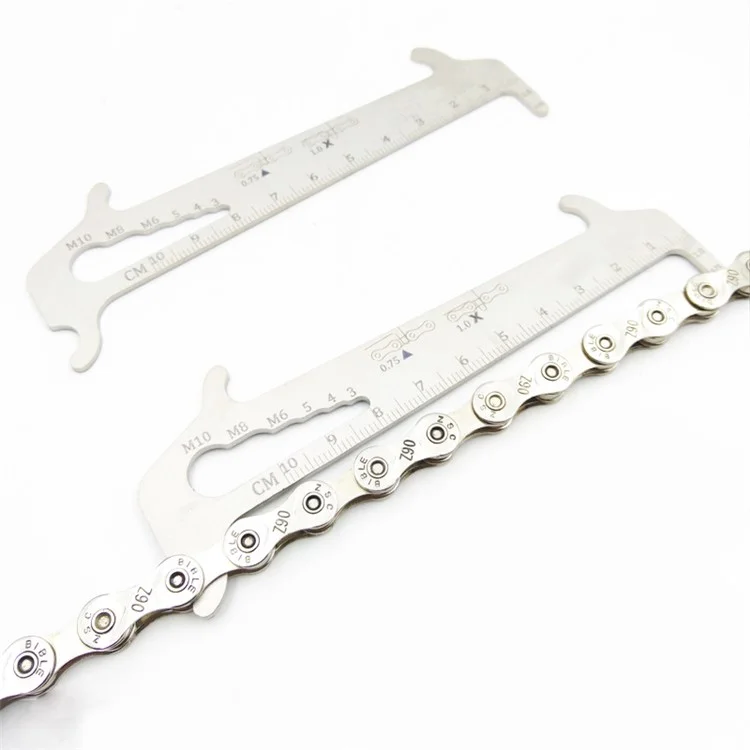 BT035S Bicycle Chain Measuring Ruler Bike Chain Checker Stainless Steel Wear Gauge Repair Tool