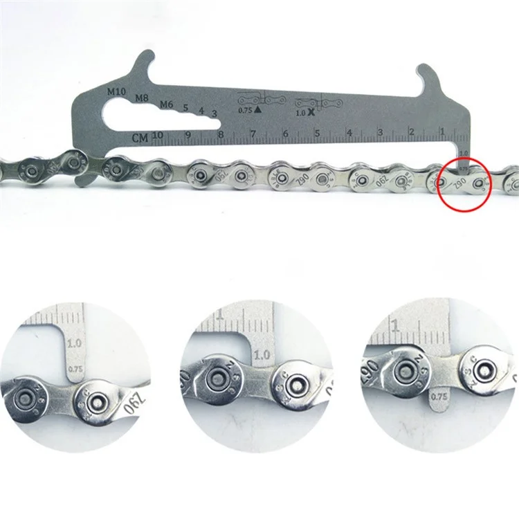 BT035S Bicycle Chain Measuring Ruler Bike Chain Checker Stainless Steel Wear Gauge Repair Tool