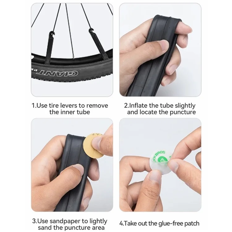 ROCKBROS 6Pcs Bicycle Inner Tire Patch Repair Kit No-glue Adhesive Quick Dry Repair Tool Set - Pink