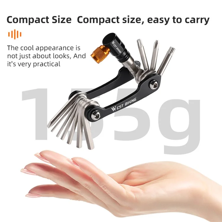 WEST BIKING YP0719349 Multifunction CRV Steel Bicycle Repair Tool CO2 Air Nozzle Screwdriver Wrench Kit