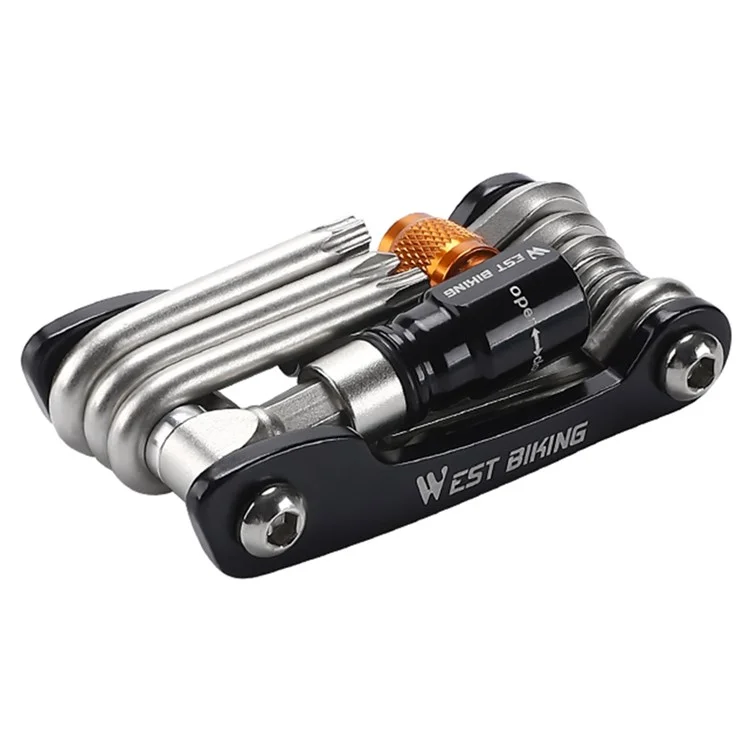 WEST BIKING YP0719349 Multifunction CRV Steel Bicycle Repair Tool CO2 Air Nozzle Screwdriver Wrench Kit