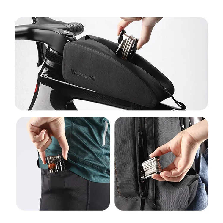 WEST BIKING YP0719349 Multifunction CRV Steel Bicycle Repair Tool CO2 Air Nozzle Screwdriver Wrench Kit
