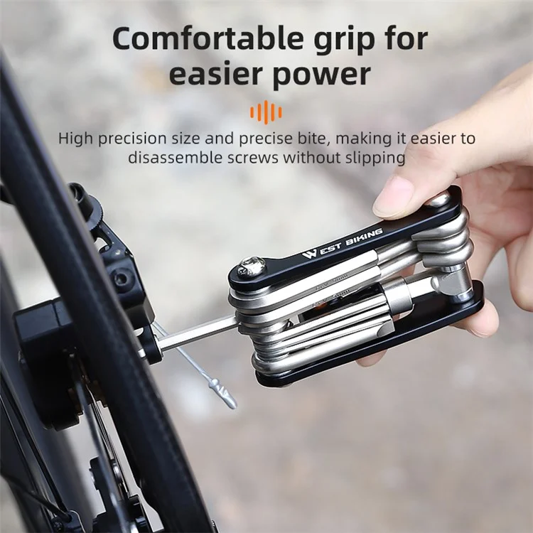 WEST BIKING YP0719349 Multifunction CRV Steel Bicycle Repair Tool CO2 Air Nozzle Screwdriver Wrench Kit