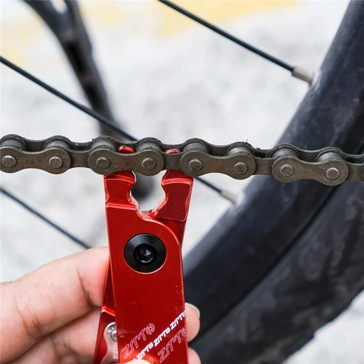 ZTTO MSKQ 4 en 1 Herramienta de extracción de enlaces de cadena de bicicleta, palanca de neumáticos, extractor de válvula de núcleo de aleación de aluminio - Negro