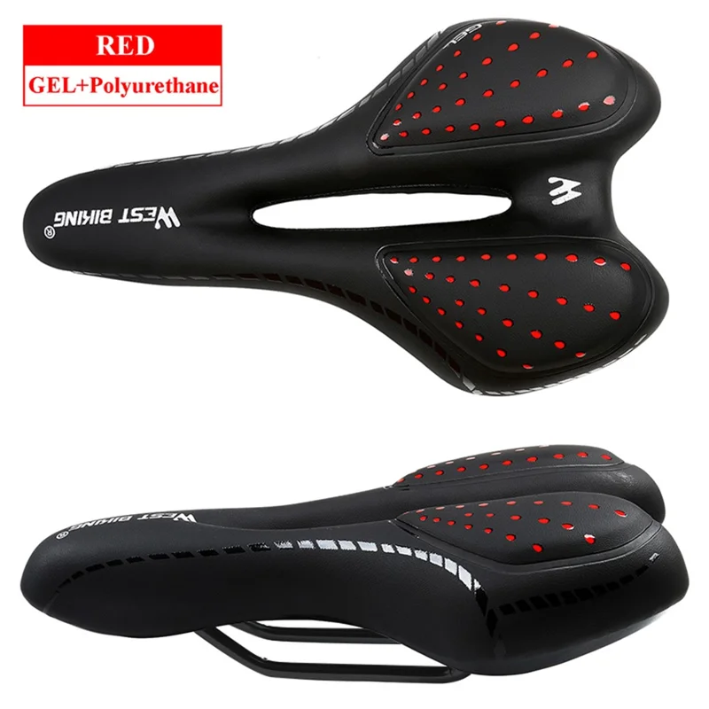 WEST BIKING Bicycle Seat Cushion Breathable Soft Silicon Padded Cushion - Red