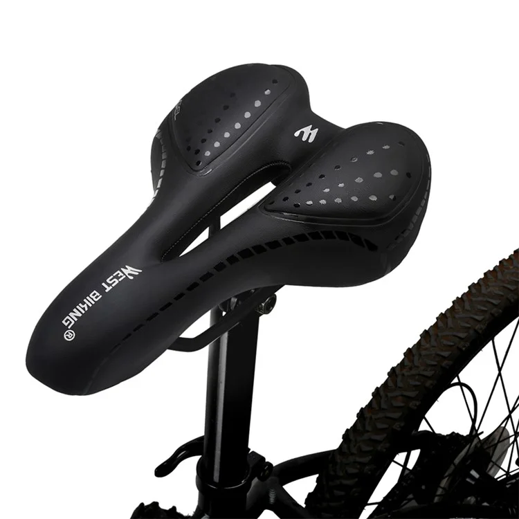 WEST BIKING Almofada de Assento de Bicicleta Respirável Macia de Silicone Acolchoada - Preta