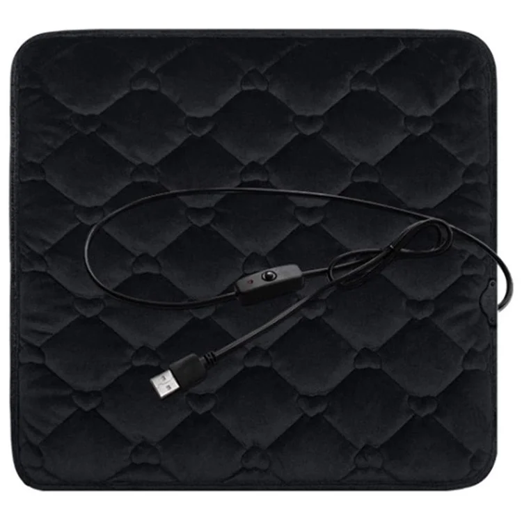 12V Mechanical Switch USB Electric Heating Car Seat Cushion Warm Winter Seat Heater Mat - Black
