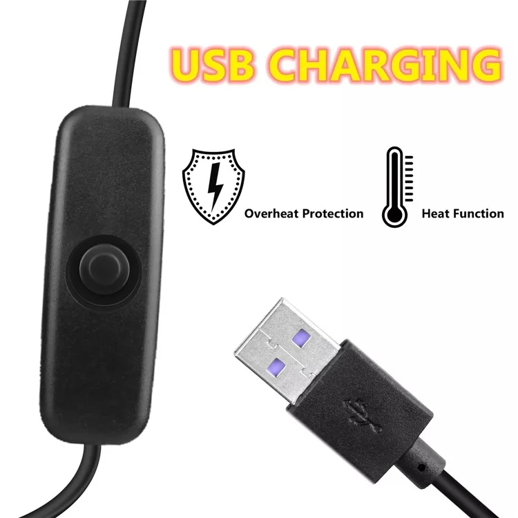 12V Mechanical Switch USB Electric Heating Car Seat Cushion Warm Winter Seat Heater Mat - Black