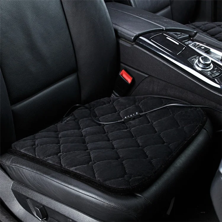 12V Mechanical Switch USB Electric Heating Car Seat Cushion Warm Winter Seat Heater Mat - Black
