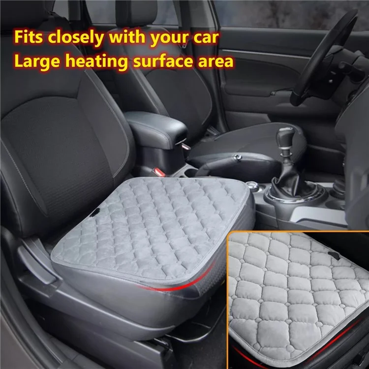 12V Mechanical Switch USB Electric Heating Car Seat Cushion Warm Winter Seat Heater Mat - Grey