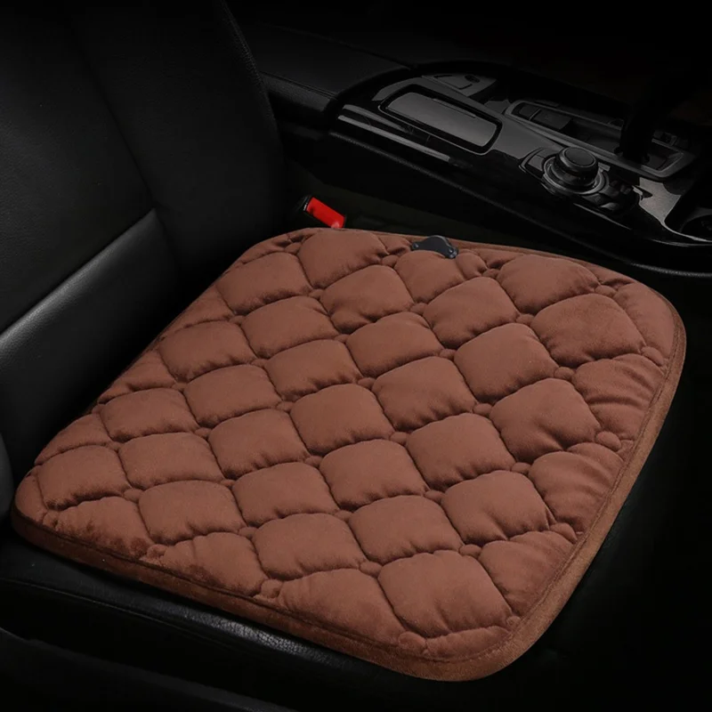 12V Mechanical Switch USB Electric Heating Car Seat Cushion Warm Winter Seat Heater Mat - Coffee