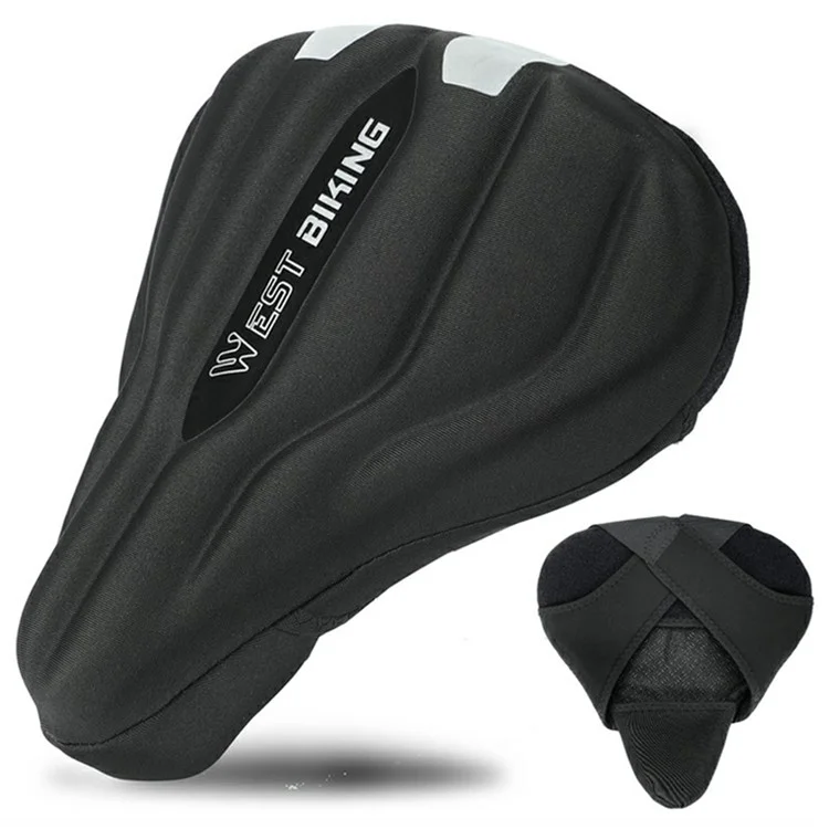 WEST BIKING YP0801231 Bike Saddle Cover Widen Thicken Shock Absorption Bicycle Seat Cushion, 25.5x26.5cm - Black