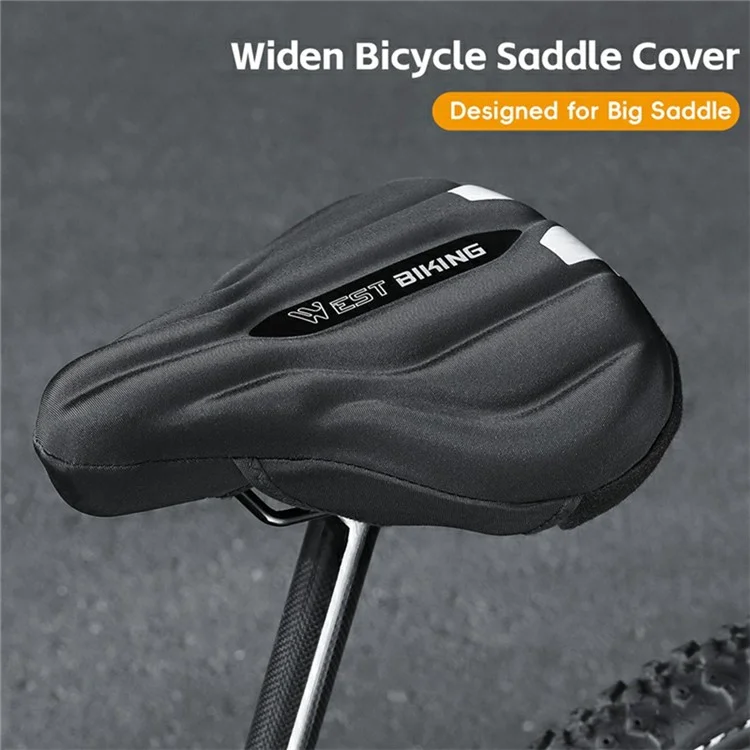 WEST BIKING YP0801231 Bike Saddle Cover Widen Thicken Shock Absorption Bicycle Seat Cushion, 25.5x26.5cm - Black