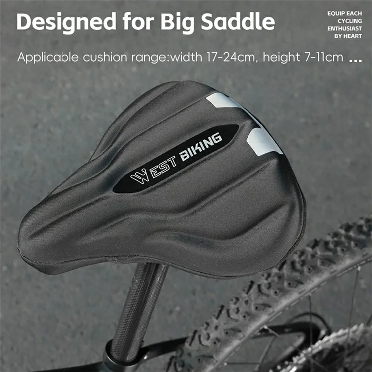 WEST BIKING YP0801231 Bike Saddle Cover Widen Thicken Shock Absorption Bicycle Seat Cushion, 25.5x26.5cm - Black