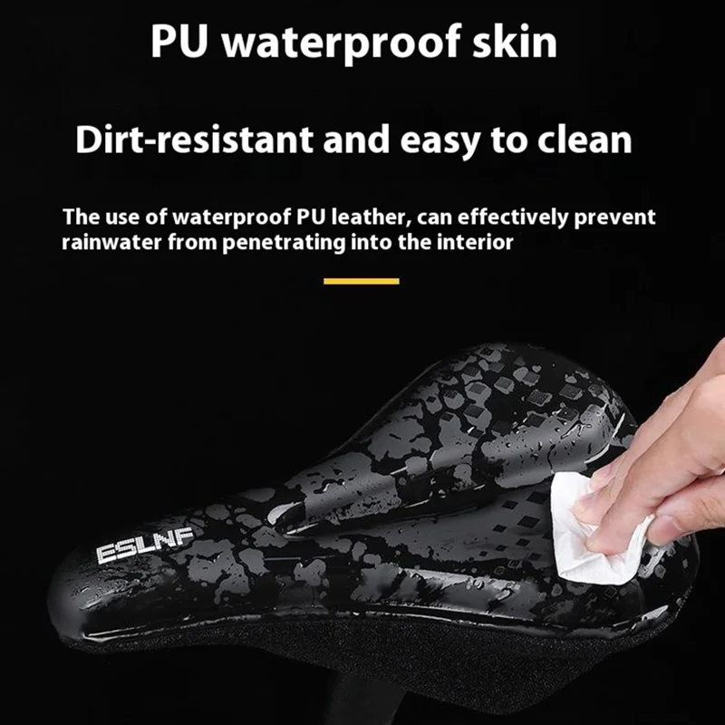 ESLNF 08CU0005 Waterproof PU Leather Bicycle Saddle Breathable Bike Seat Cushion - Small Rhombus