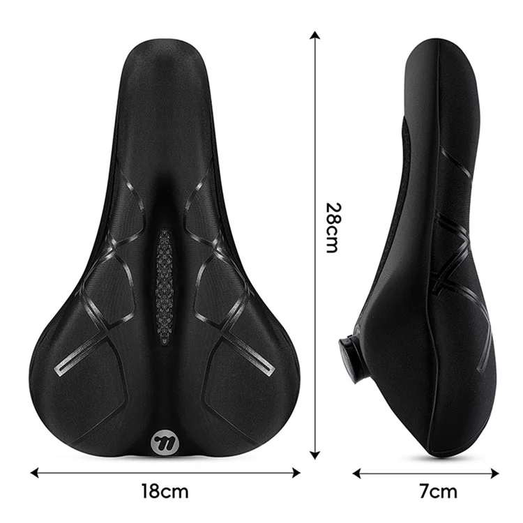 WEST BIKING Bicycle Seat Cover Silicone Memory Sponge Saddle Cushion Pad with Adjust Knob - Stripe Black