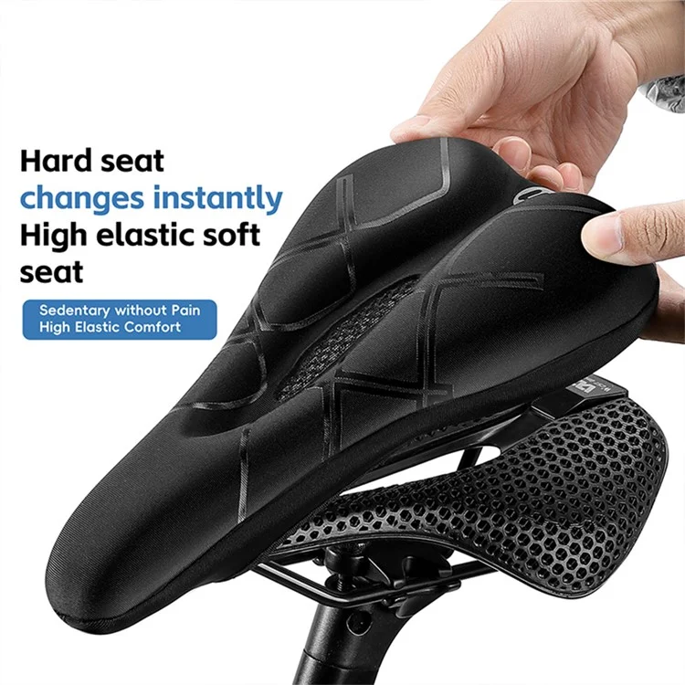 WEST BIKING Bicycle Seat Cover Silicone Memory Sponge Saddle Cushion Pad with Adjust Knob - Stripe Black