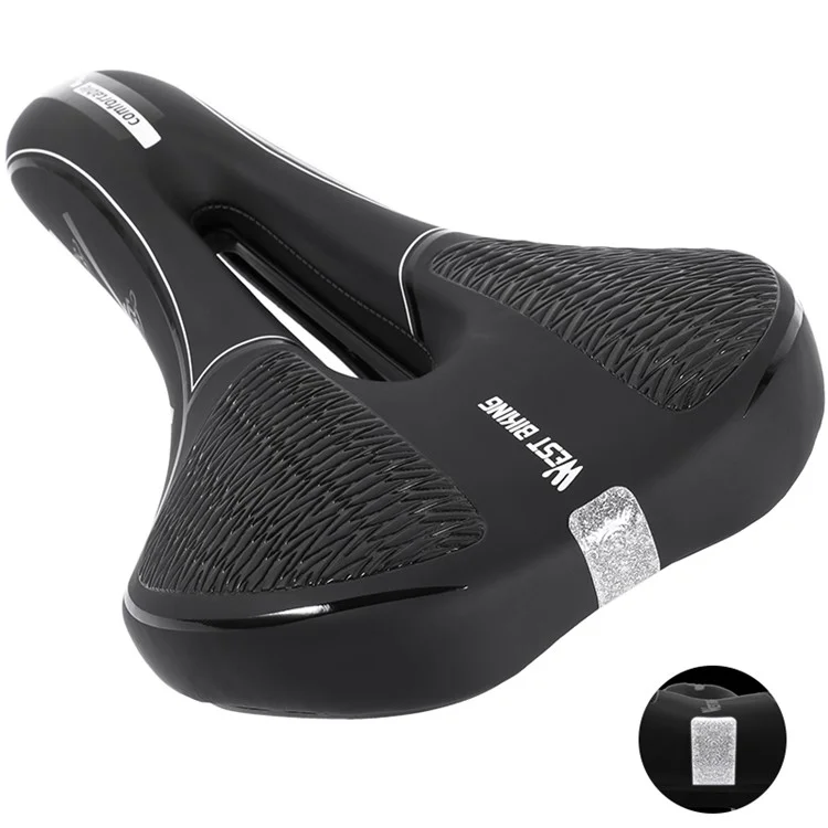 West Biking Bicycle Saddle Reflective Soft PU Leather Mtb Tochofroping Seat Cushion - Style Sportif