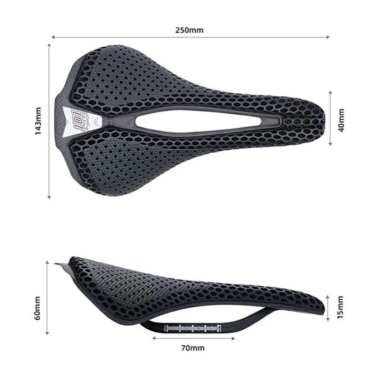 ENLEE E22144 3D-gedruckter Carbonfaser-Sattel für Rennrad und Mountainbike, stoßdämpfende Fahrradsattel-Polsterung