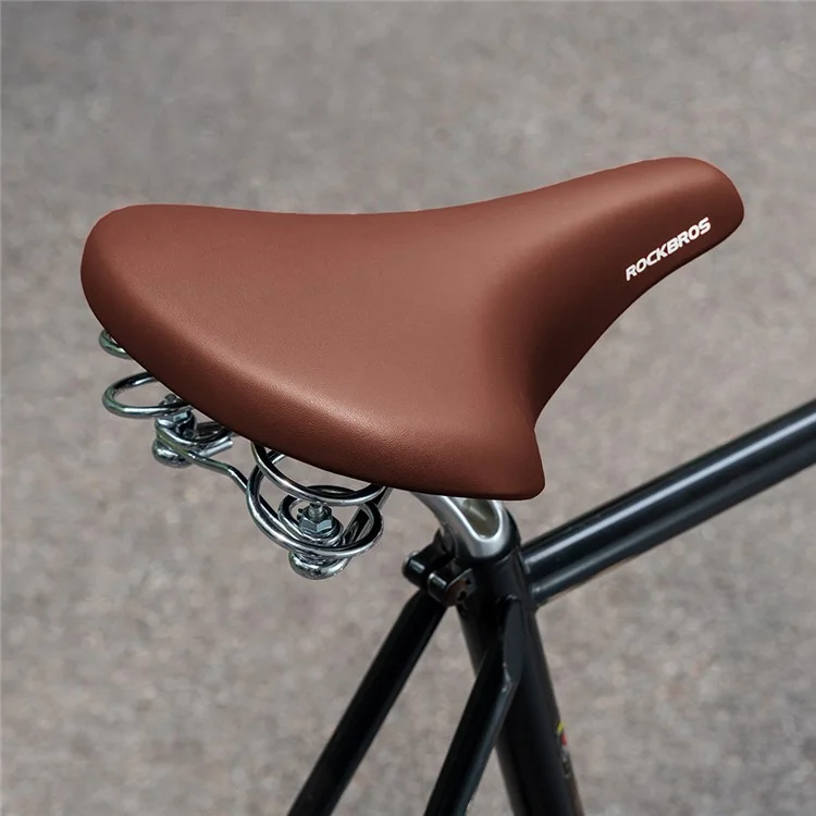 ROCKBROS Selle de vélo rétro en cuir microfibre, confortable et absorbant les chocs avec ressort