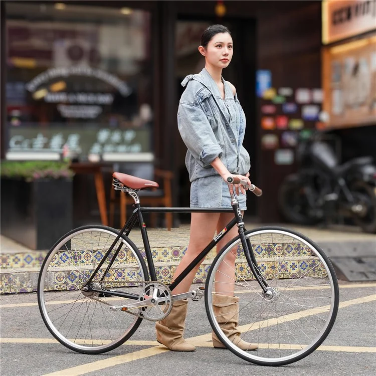 ROCKBROS Selle de vélo rétro en cuir microfibre, confortable et absorbant les chocs avec ressort