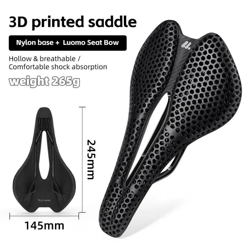 WEST BIKING YP0801248 3D-печатное велосипедное сиденье из хромолевой стали и нейлонового волокна для горных велосипедов, 245 x 145 мм