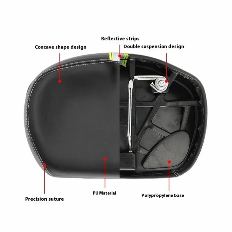 ZOYOSPORTS ZOYO-BS1143-Pro Bike Saddle PU Leather Polyurethane Foam Reflective Wide Soft Bicycle Seat