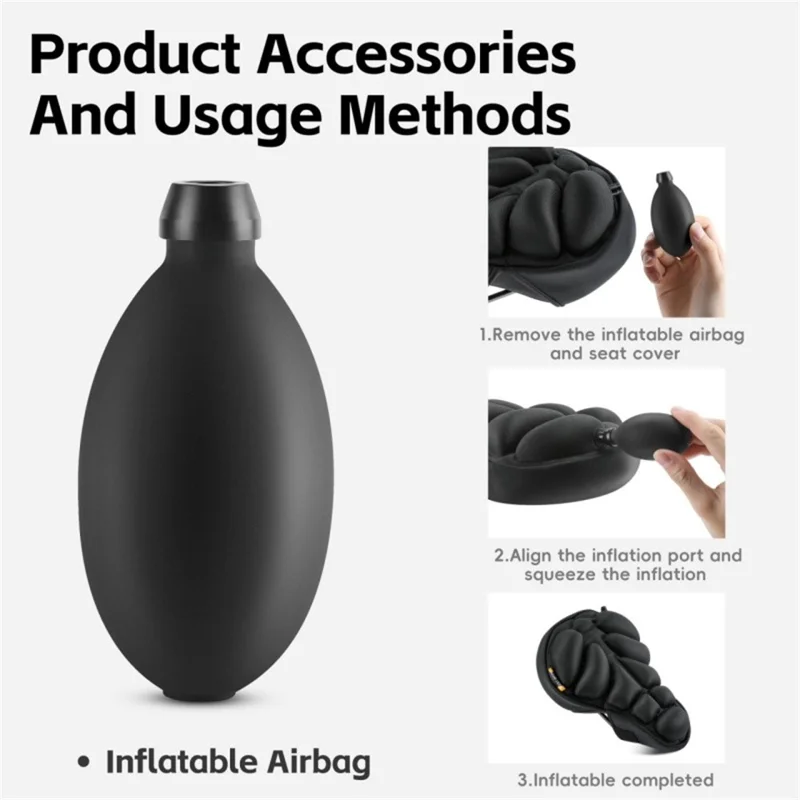 WEST BIKING YP0801260 Size L Inflatable 3D Air Cushion Bike Seat for Mountain Bike Shockproof Cycling Saddle Pad