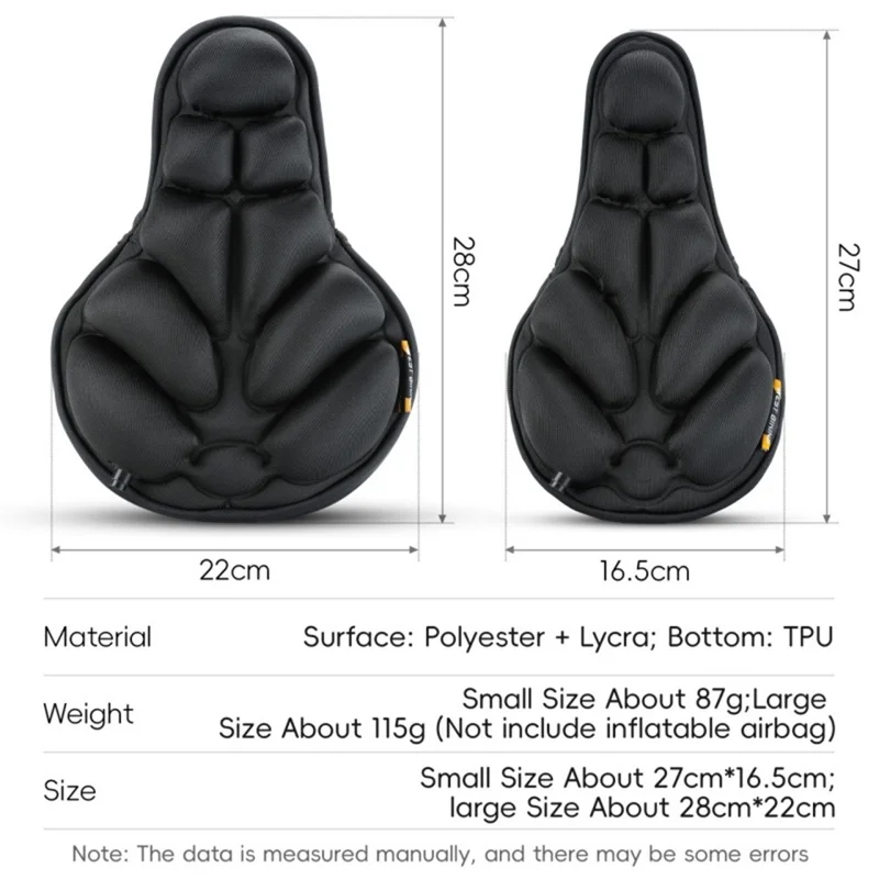 WEST BIKING YP0801260 Size L Inflatable 3D Air Cushion Bike Seat for Mountain Bike Shockproof Cycling Saddle Pad