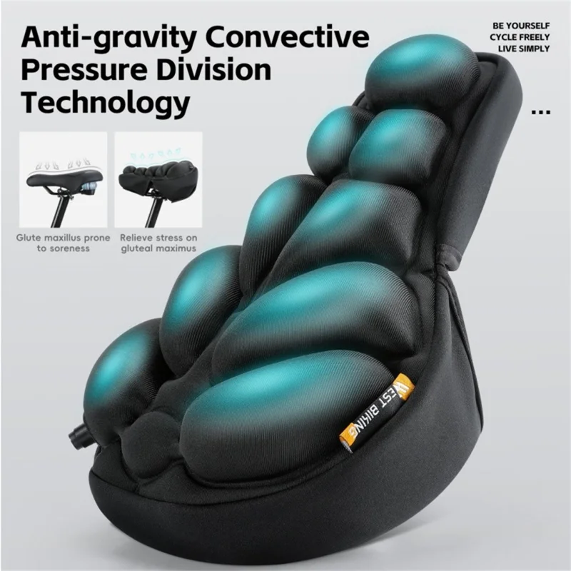 WEST BIKING YP0801260 Size L Inflatable 3D Air Cushion Bike Seat for Mountain Bike Shockproof Cycling Saddle Pad