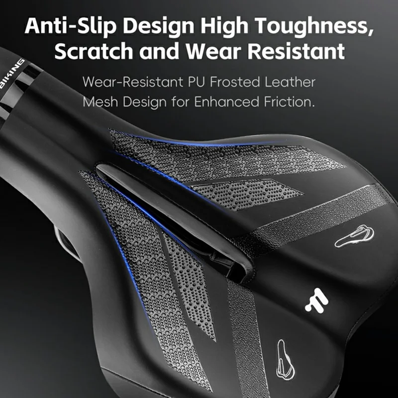 WEST BIKING YP0801263 Bicycle Seat Saddle with Warning Tail Light Hollow-Out Shock Absorption Bike Seat Cushion - Black