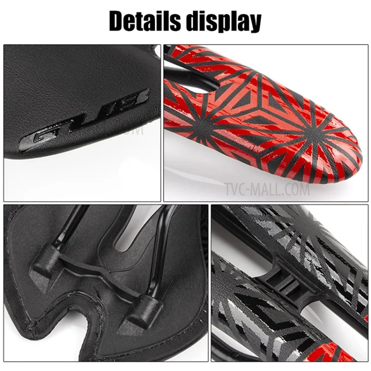 GUB 1120 Ultra Light Microfiber le Cuir Vélo Coussin de Siège à Vélo de Selle Creuse - le Noir / Rouge