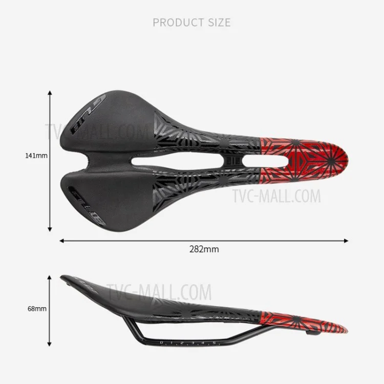 GUB 1120 Ultra Light Microfiber le Cuir Vélo Coussin de Siège à Vélo de Selle Creuse - le Noir / Rouge