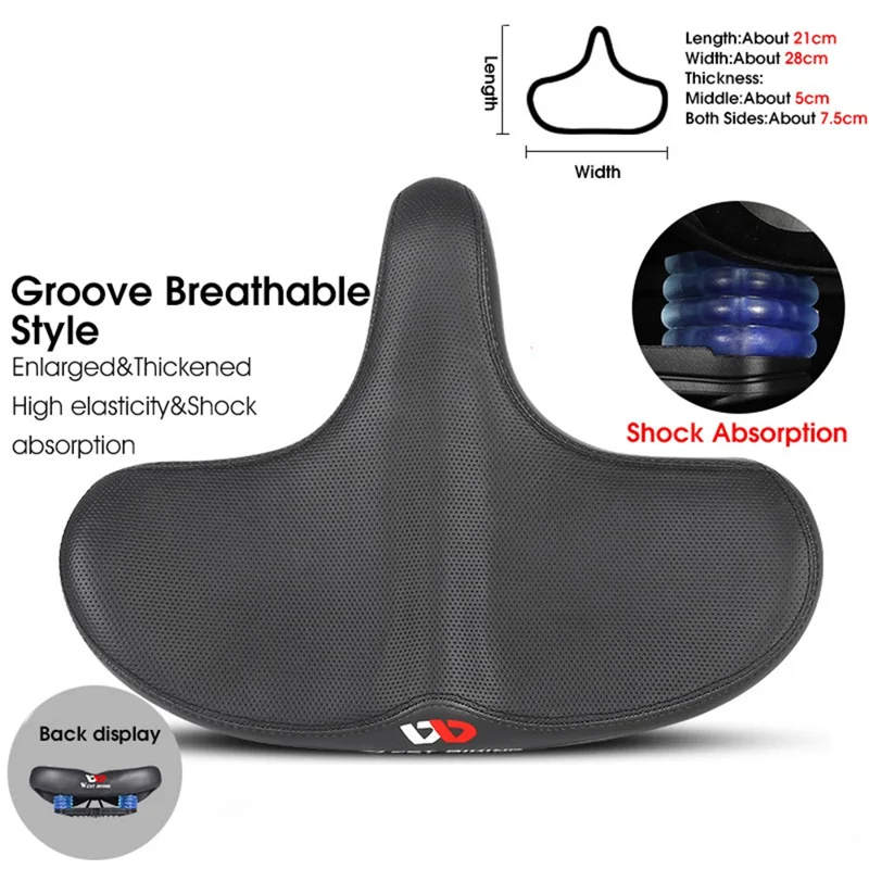WEST BIKING YP0801125 Shockproof Breathable Mountain Bike MTB Road Bicycle Large Saddle Seat Cushion - Groove Style