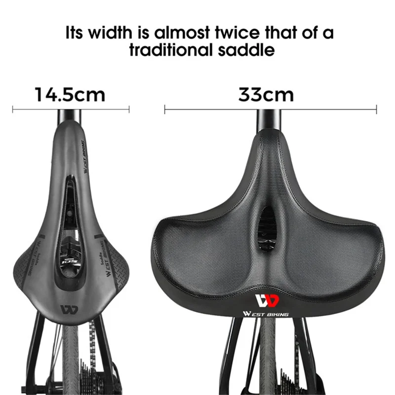 WEST BIKING YP0801125 Shockproof Breathable Mountain Bike MTB Road Bicycle Large Saddle Seat Cushion - Groove Style