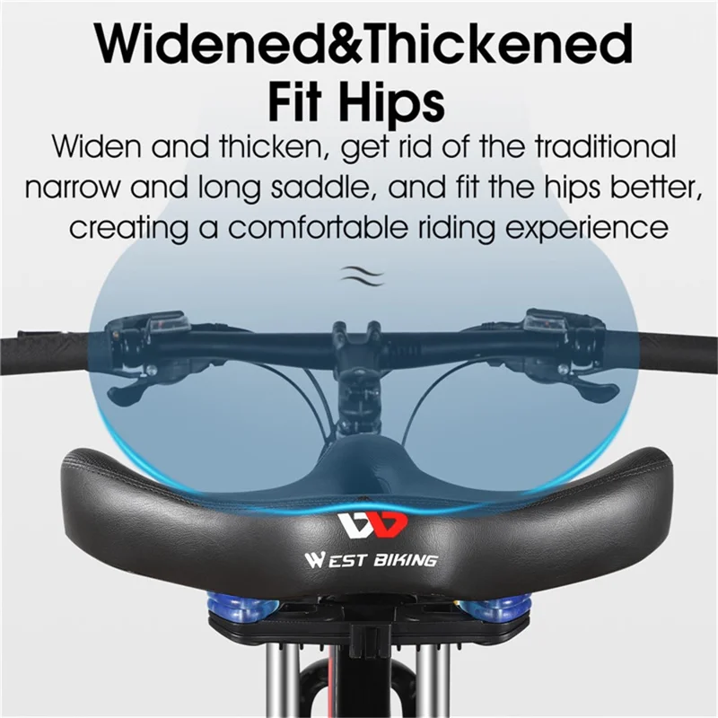 WEST BIKING YP0801125 Shockproof Breathable Mountain Bike MTB Road Bicycle Large Saddle Seat Cushion - Groove Style