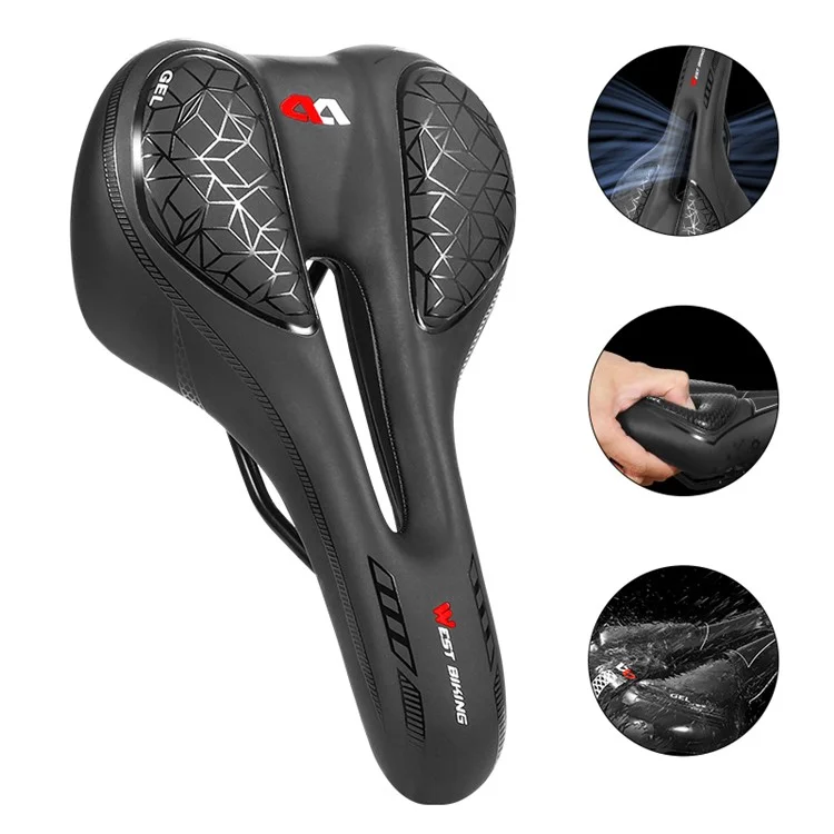 WEST BIKING YP0801128-129 Shockproof Bike Saddle Breathable MTB Road Bicycle Seat Cushion - Geometric Pattern (Silicone Type)