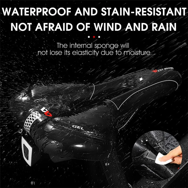 WEST BIKING YP0801128-129 Shockproof Bike Saddle Breathable MTB Road Bicycle Seat Cushion - Geometric Pattern (Silicone Type)