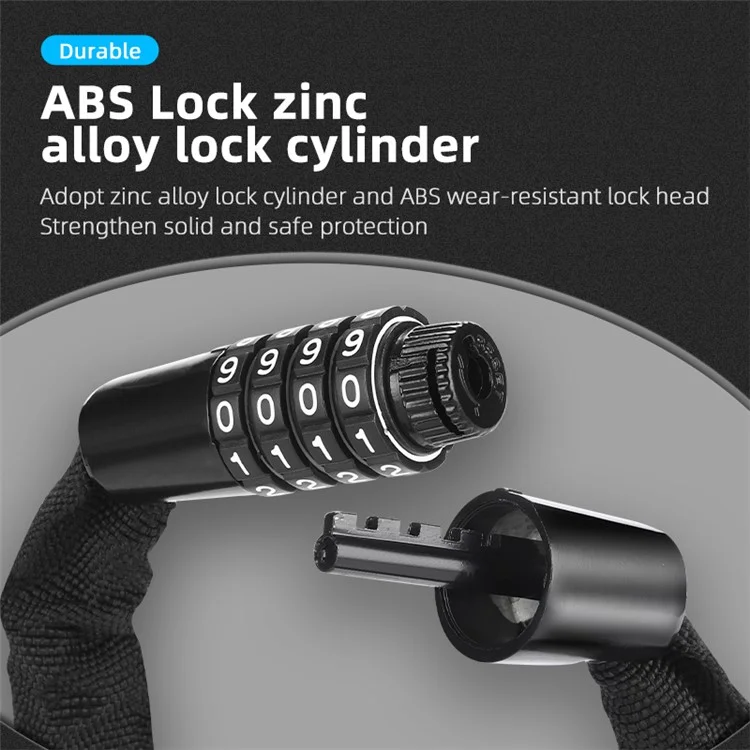 WEST BIKING YP0705089 1.15m Combination Bike Chain Lock Anti-theft 4 Code Safety Heavy Duty Alloy Bicycle Chain Lock