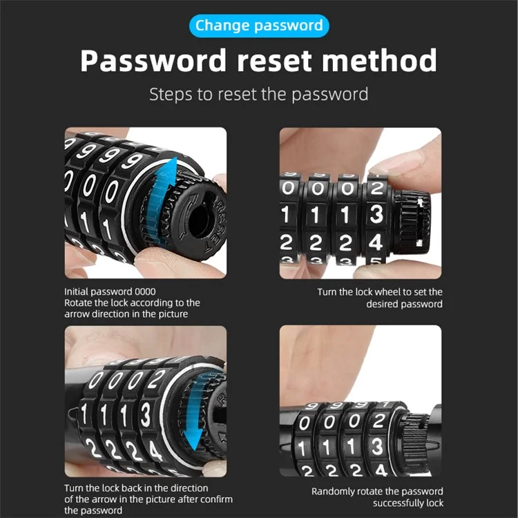 WEST BIKING YP0705089 1.15m Combination Bike Chain Lock Anti-theft 4 Code Safety Heavy Duty Alloy Bicycle Chain Lock