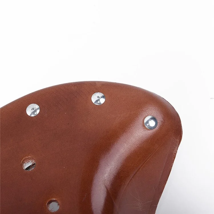 MTB Bike Seat Cushion Retro Leather Saddle + Carbon-Plated Steel Spring Bicycle Seat Cycling Accessories - Light Brown